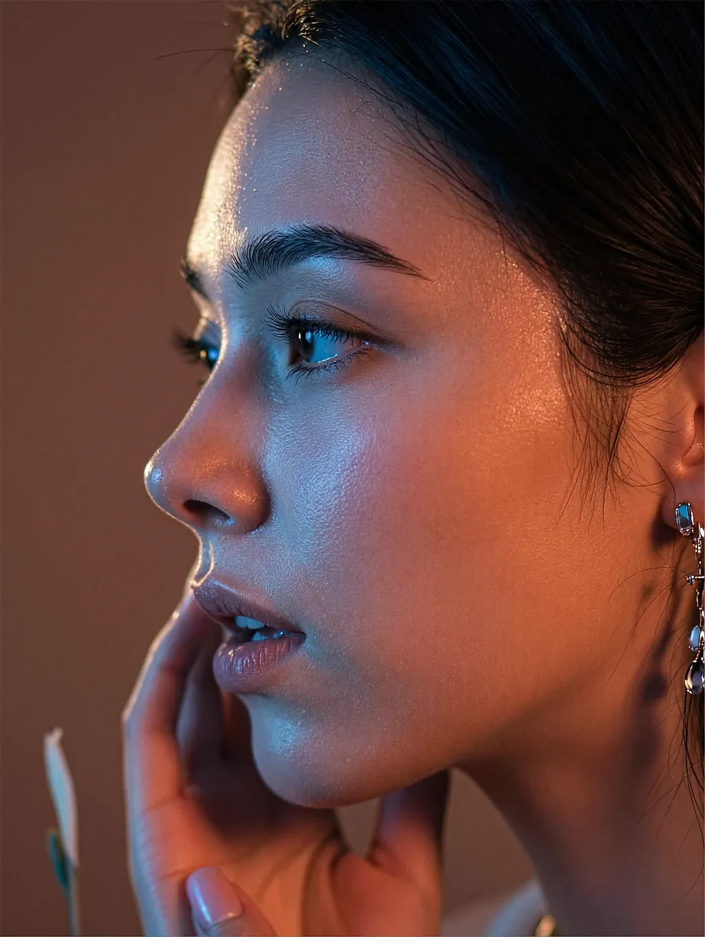 Marisol, a fictional AI character, in a workroom full of stripped furniture