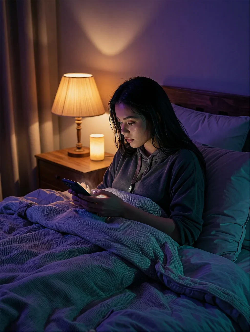 Fictional AI character on a balcony, the same thread on a second device